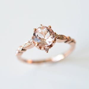 Morganite Engagement Ring Rose Gold Morganite Engagement Ring Vintage Morganite Engagement Ring Antique Morganite Wedding Ring Morganite Set