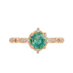 Emerald Engagement Ring Diamond Emerald Engagement Ring Vintage Antique Emerald Engagement Ring Wedding 14k 18k Platinum Emerald Ring