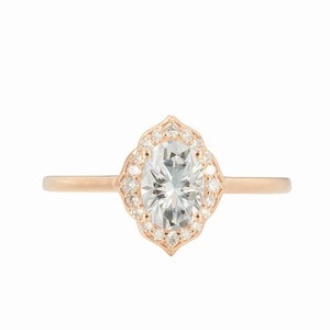 Floral Moissanite Engagement Ring Vintage Moissanite Wedding Ring Rose Gold Moissanite Engagement Ring Set Floral Moissanite Engagement Ring