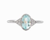 Aquamarine Engagement Ring Rose Gold Aquamarine Engagement Ring Vintage Aquamarine Wedding Set Aquamarine Rings White Gold Platinum Ring