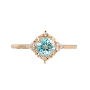 Aquamarine Engagement Ring White Gold Platinum Aquamarine Engagement Ring Antique Vintage Aquamarine Engagement Ring Aquamarine Wedding Ring