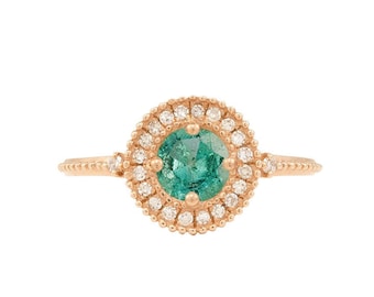 Emerald Engagement Ring Diamond Emerald Engagement Ring Vintage Antique Emerald Engagement Ring Wedding 14k 18k Rose Gold Emerald Ring