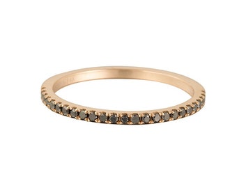 Black Diamond trouwring Roségouden trouwring halve eeuwigheid diamanten trouwring platina trouwring met zwarte diamanten trouwring