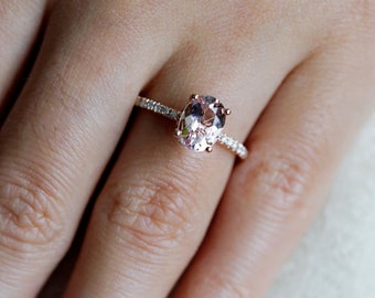 Morganite Engagement Ring Rose Gold Morganite Engagement Ring Vintage Morganite Engagement Ring Antique Morganite Wedding Ring Morganite Set