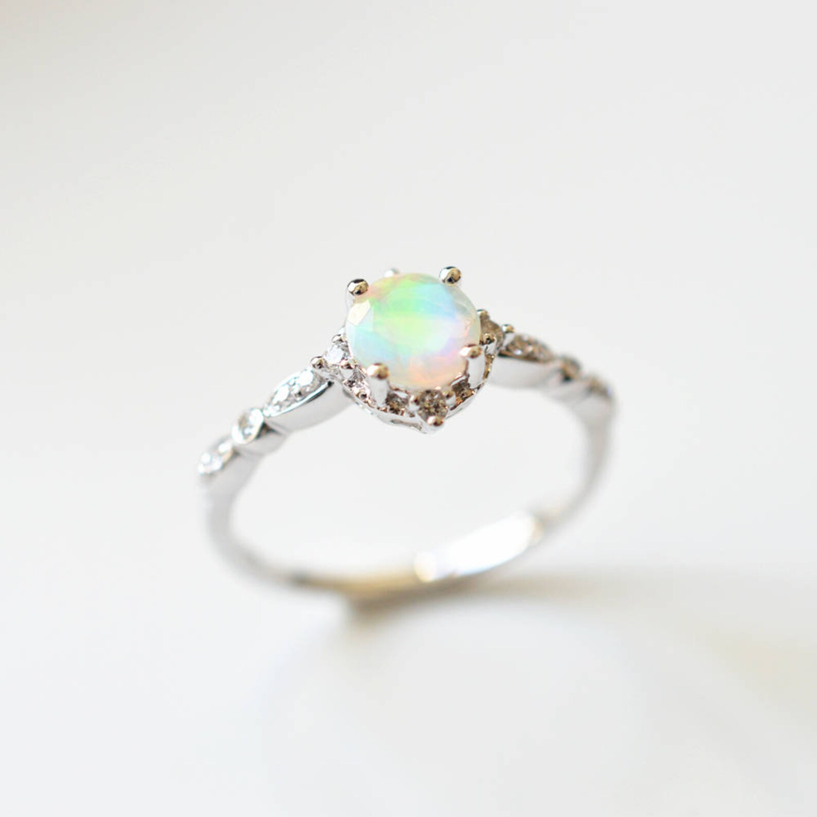 Opal Wedding Ring Rose Gold Opal Engagement Ring Ethiopian Etsy