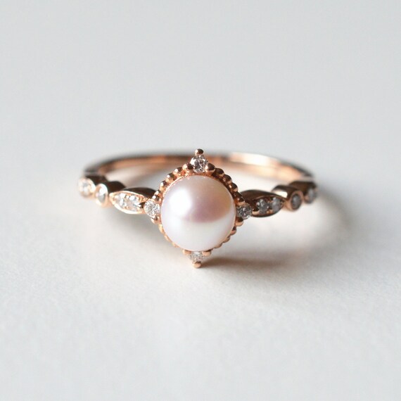 vintage pearl wedding rings