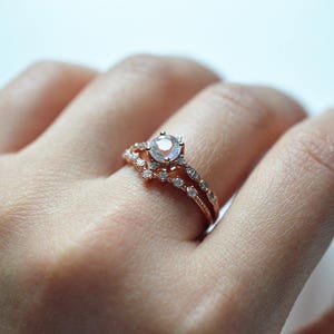 Vintage Moonstone Engagement Ring Diamond Moonstone Ring Moosntone Wedding Ring Rainbow Moonstone Ring Rose Gold Engagement Ring image 10