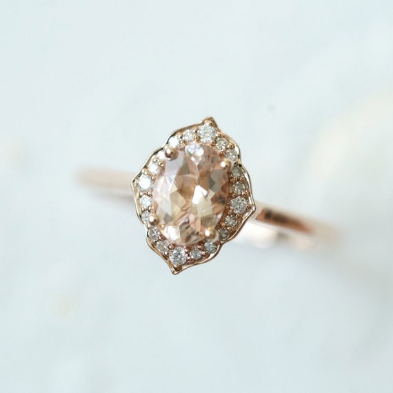 floral morganite engagement ring