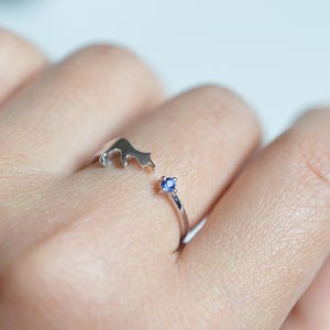 Cat Engagement Ring Blue Sapphire Engagement Ring Cat Wedding Ring White Gold Cat Ring 14k Gold 18k Gold Cat Ring Blue Sapphire Ring image 2