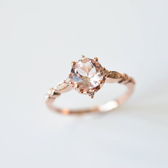 Vintage Morganite Engagement Ring Pear Cut White Gold Morganite Ring Unique  Cluster Moissanite Wedding Ring Art Deco Vine Floral Halo Ring - Etsy