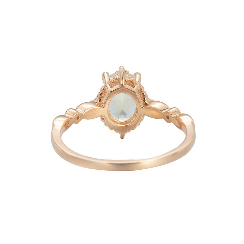 Moonstone Engagement Ring Rose Gold Blue Moonstone Engagement Ring Platinum White Gold Moonstone Wedding Ring Antique Vintage Moonstone Ring image 3