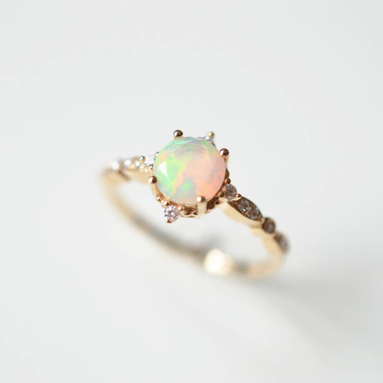 Opal Wedding Ring Rose Gold Opal Engagement Ring Ethiopian Etsy