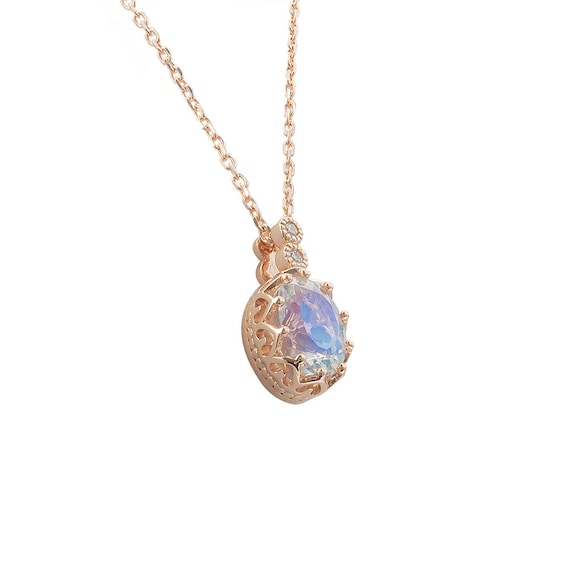 Moonstone Necklace Vintage Rose Gold 