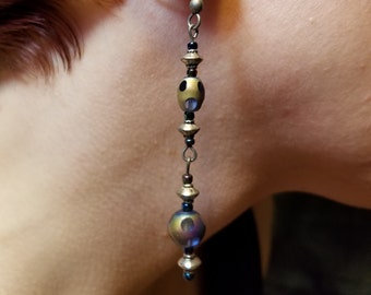 Iridescent Purple Bead Earrings