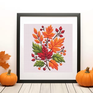 Autumn Leaves 1 cross stitch pattern, fall leaves, autumn home decor, thanksgiving cross stitch, pdf pattern