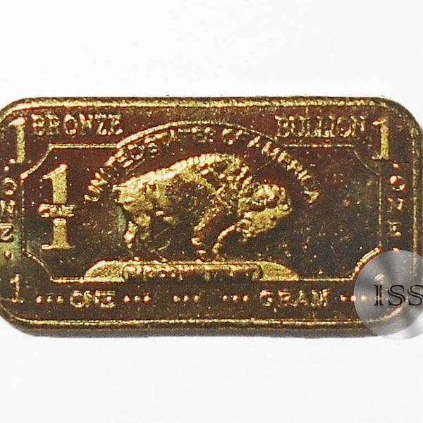 Fine .999 Bronze Ingot, Pure One Gram Buffalo/Bison Bar, Part of a Unique Collectable Series 1g   Dimensions 15mm X 8mm Elemental Metals