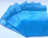 Blue 3.5x5 Shiny Mylar Foil Bag Closable Zipper Impulse Heat-Seal Tear-Tab UV Resistant Smell Proof Package Storage Resealable Reusable