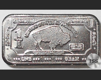 Fine Zirconium Bullion Bar, 1 Gram, Buffalo/Bison