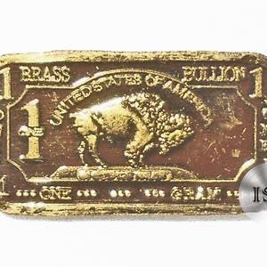 Fine .999 Brass Ingot, Pure One Gram Buffalo/Bison Bar, Part of a Unique Collectable Series 1g   Dimensions 15mm X 8mm Elemental Metals