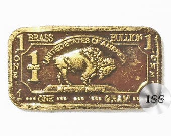 Fine Brass Buffalo Bar, Collectible 1 Gram Ingot