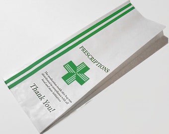 Paquet de 100 poches de médicaments pour dispensaires, 10 x 3,5 x 1,5 po.