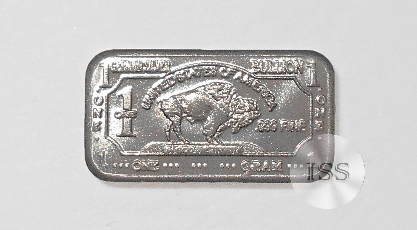 Fine .999 German Silver Ingot, One Gram Buffalo/bison Bar, Part of