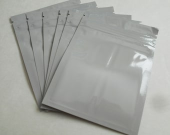 White Mylar Resealable Bags, 3.5"x5" Tamperproof Packaging