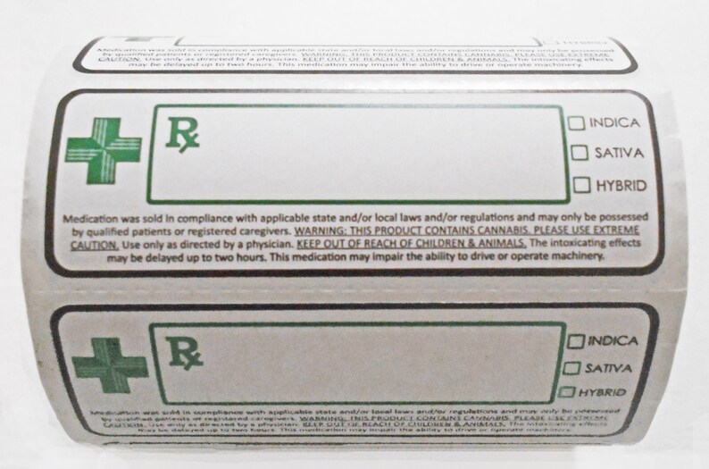 215 Labels Green Cross Strain Labels, 1x3 Inch, CA Prop 215 Compliant (roll of 500 ...