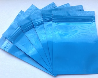 Blue Mylar Zipper Bag, Heat Sealable Packaging (3.5"x5")