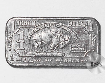 Fine .999 Niobium Ingot, Pure 1 Gram Bar, Buffalo Design, Part of a Unique Collectable Series 1 g   Dimensions 15mm X 8mm Elemental Metals