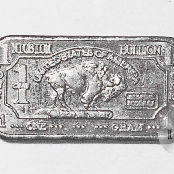 Fine .999 Niobium Ingot, Pure 1 Gram Bar, Buffalo Design, Part of a Unique Collectable Series 1 g   Dimensions 15mm X 8mm Elemental Metals