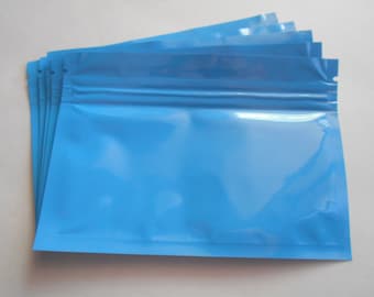 Sac bleu et transparent à fermeture éclair en mylar, thermoscellé, résistant aux odeurs (3,5 x 5 po.)
