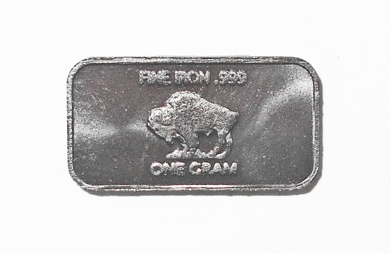 Fine .999 Iron Ingot, Pure One Gram Buffalo/bison Bar, Part of a Unique
