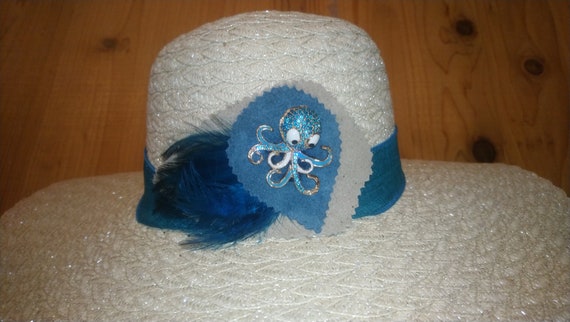 teal floppy hat