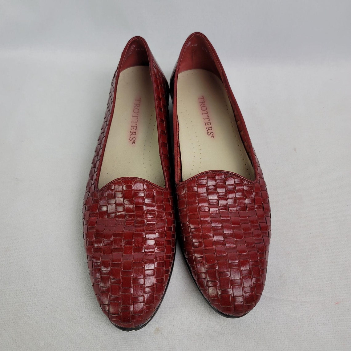 Trotters Women Shoes Red Woven Leather Slip On Comfort Flat Etsy