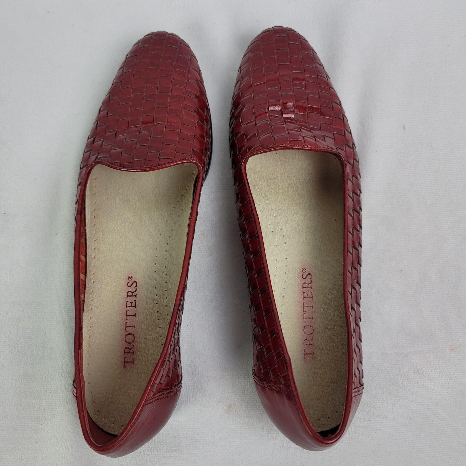 Trotters Women Shoes Red Woven Leather Slip On Comfort Flat Etsy
