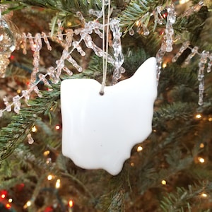 Ohio ornament - pottery ornament, OH ornament, Christmas ornament, ceramic ornament, OH gift, Ohio gift, Buckeyes, tree ornament, handmade