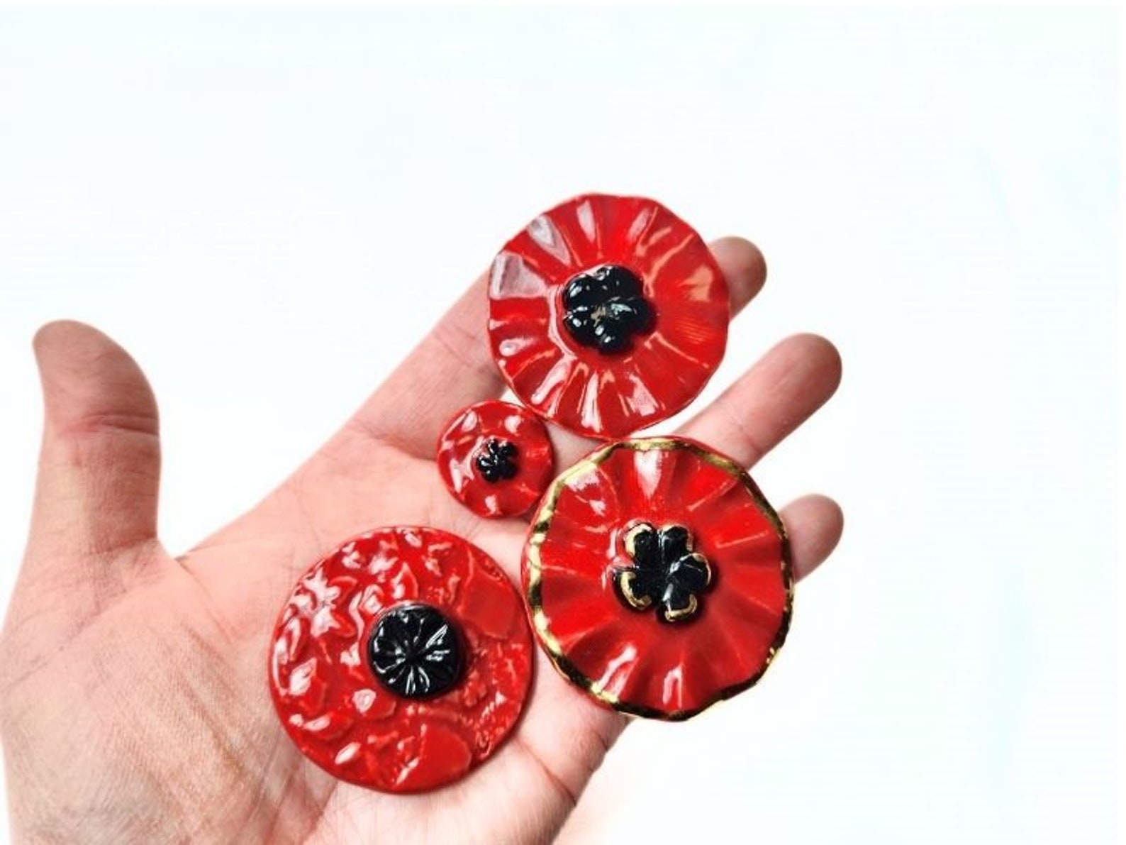 Handmade Poppy Pins for Memorial Day Pottery Flowers Ceramic - Etsy