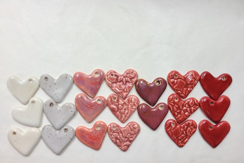 Tiny Heart Ornaments Pottery Heart Ceramic Heart Valentine Etsy