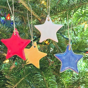 pottery stars - July 4th ornaments - pottery ornaments, ceramic ornaments, ceramic stars, fourth of july, 4th of july stars
