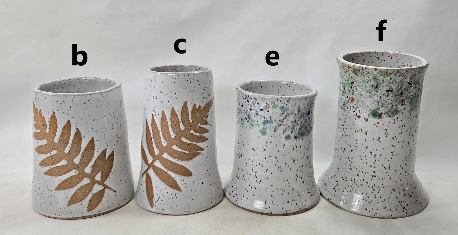 Pottery Vase, Speckled White With Ferns, Handmade Pottery Vase Rustic ...