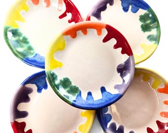 pottery dish rainbow, ceramic ring dish ceramic side dish rainbow decor soap dish ceramic trinket dish tea bag rest foodie gift LGBTQ