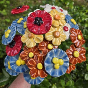 ceramic flowers on stem, valentines day decor, floral arrangement, valentine flower arrangements, valentine flower bouquet, wedding flowers