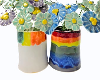 RAINBOW vase, ceramic vase, handmade pottery vase, valentine vase, gay wedding gift for gay pride decor, rainbow decor, valentine gift