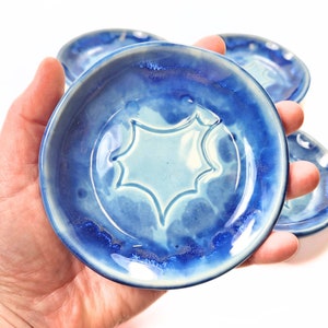 pottery dish cloud, small pottery plate, ceramic dish, sushi set catchall dish pottery soap dish ceramic soap dish blue pottery nature decor