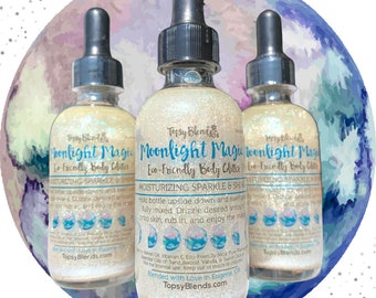 Ecofriendly Glitter Moonlight Magic Body Shimmer • Moisturizing EcoGlitter Body Oil Shimmer • Eco-Friendly Body Glitter • 2oz Body Oil
