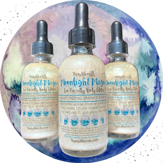 Ecofriendly Glitter Moonlight Magic Body Shimmer • Moisturizing EcoGlitter Body Oil Shimmer • Eco-Friendly Body Glitter • 2oz Body Oil
