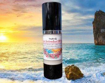 Natural Sunblock for Face and Body • Antioxidant SPF Face Cream •  Mineral Sunblock • Day Moisturizer with SPF • Vegan Face Cream • 1oz Pump