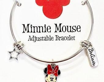 Pretty in Pink Mickey & Minnie FAMILY LOVE 20cm or 7.9" Bracelet Silver PT 