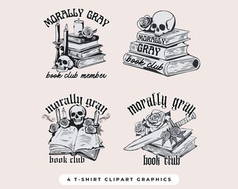 Morally Gray Book Club Clipart, Vintage Grungy Romance Novel Book Lover Graphic, Sublimation Design, Glass Jar Tumbler PNG, Tshirt Design